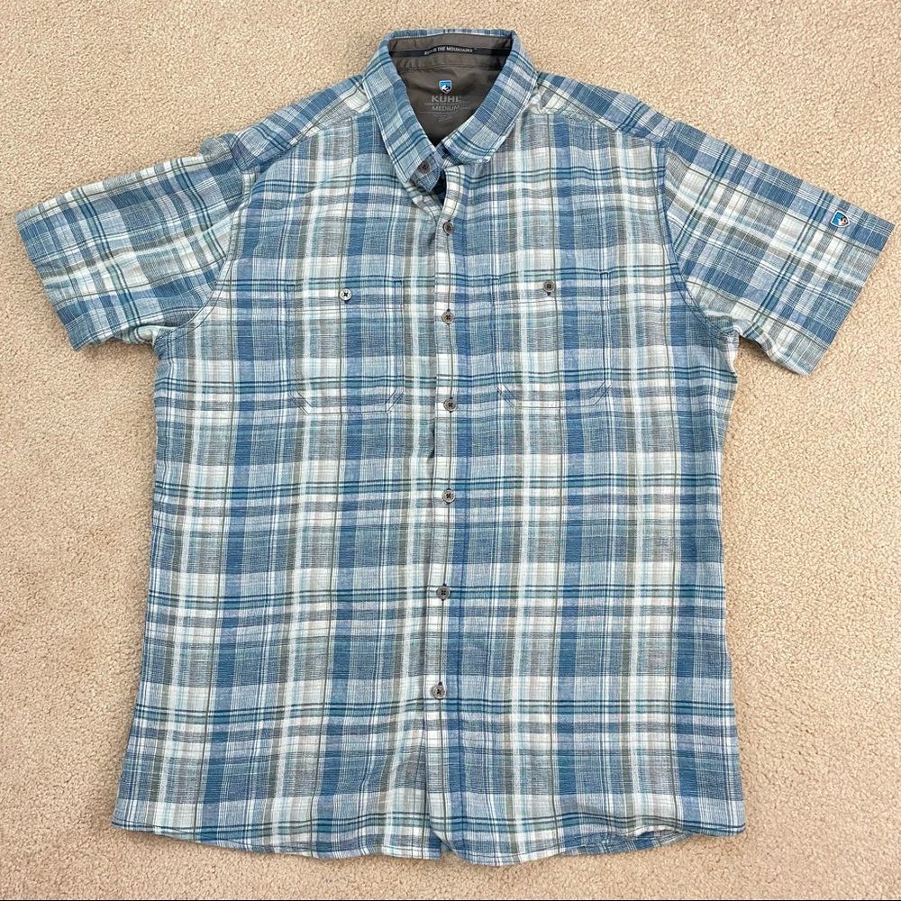 Kuhl Plaid Linen Short Sleeve Button Down Shirt